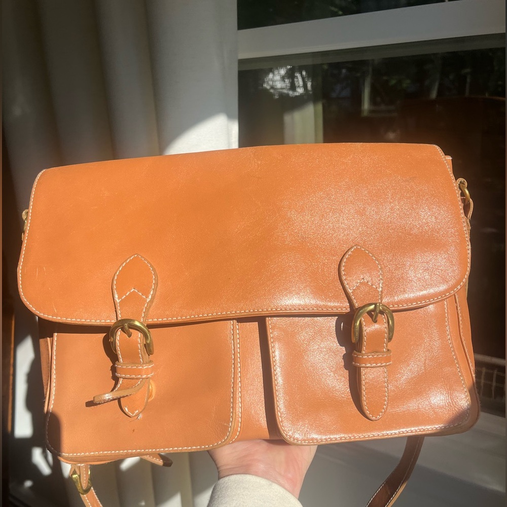 Talbots messenger bag camel cognac leather